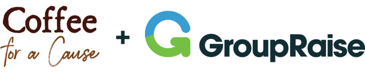 Coffee for a Cause logo and GroupRaise logo