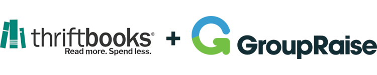 ThriftBooks logo and GroupRaise logo